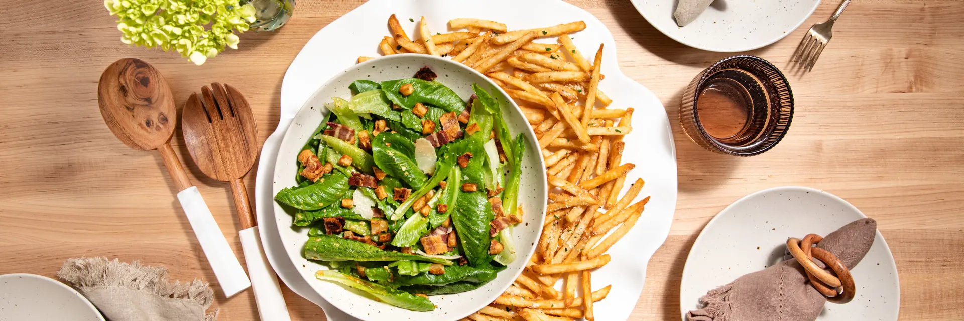 Caesar Salad and Fries