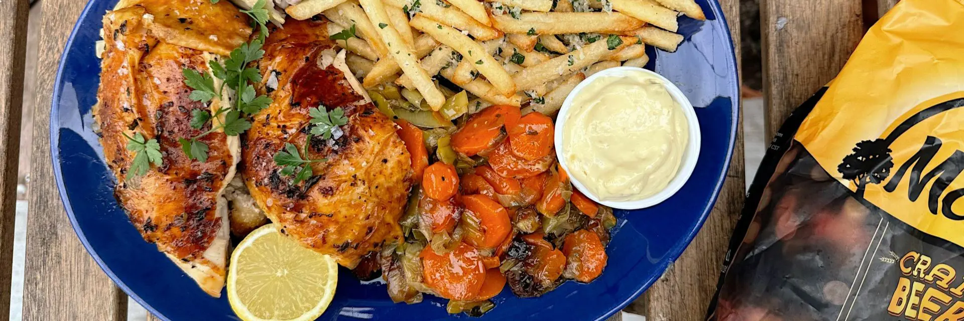 Herb + Garlic Roast Chicken with Crispy Parmesan Fries