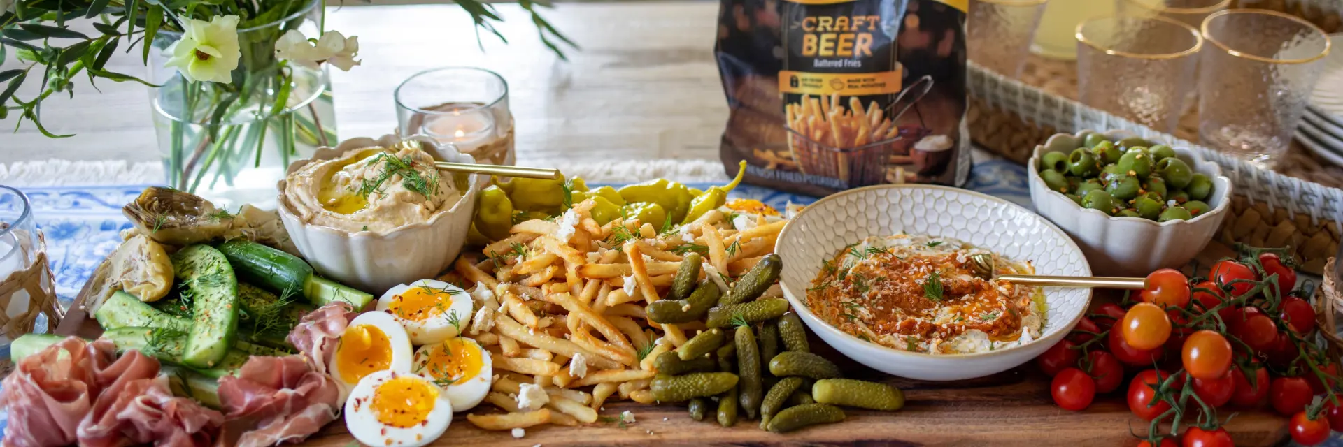 Savory Snack Board with Crispy McCain Craft Beer Battered Fries