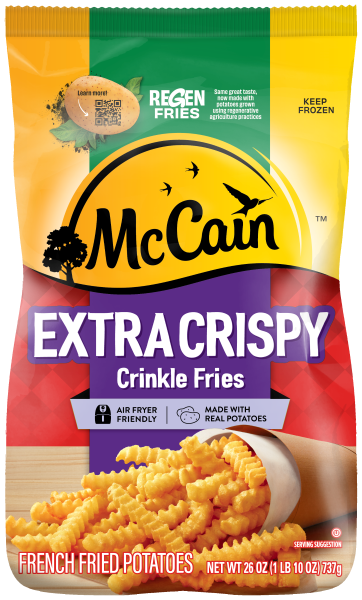 Crispy McCain French fries produced through sustainable US agriculture.